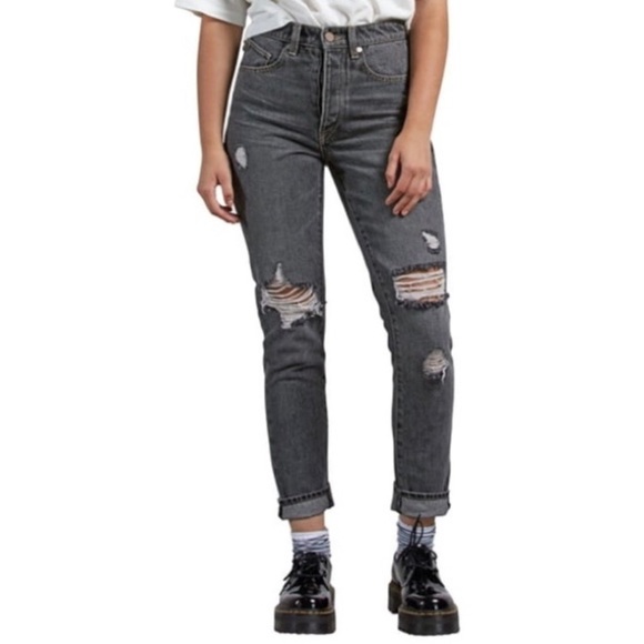 VOLCOM Super Stoned Slim Fit Distressed Jeans Button Fly Skater - Picture 2 of 10